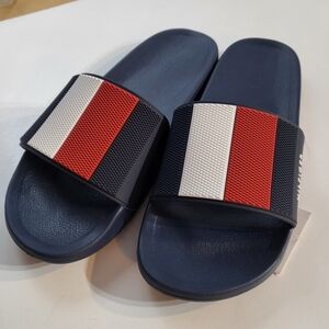 Tommy Hilfiger Pool slides big logo Mens size 10 11 Navy